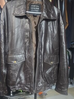 MAXAM Genuine Leather Men's Dark Brown Bomber Jacket